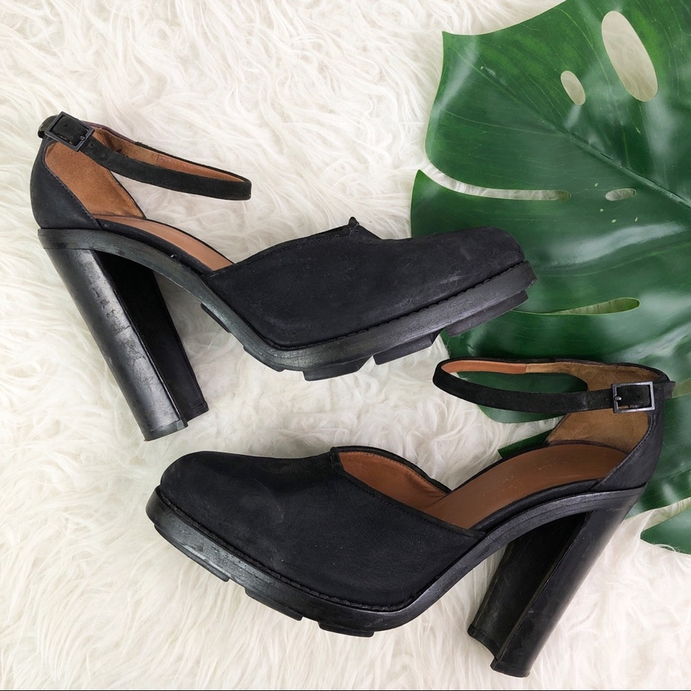 Rag & Bone Suede Chunky Lug Sole Ankle Strap Heels